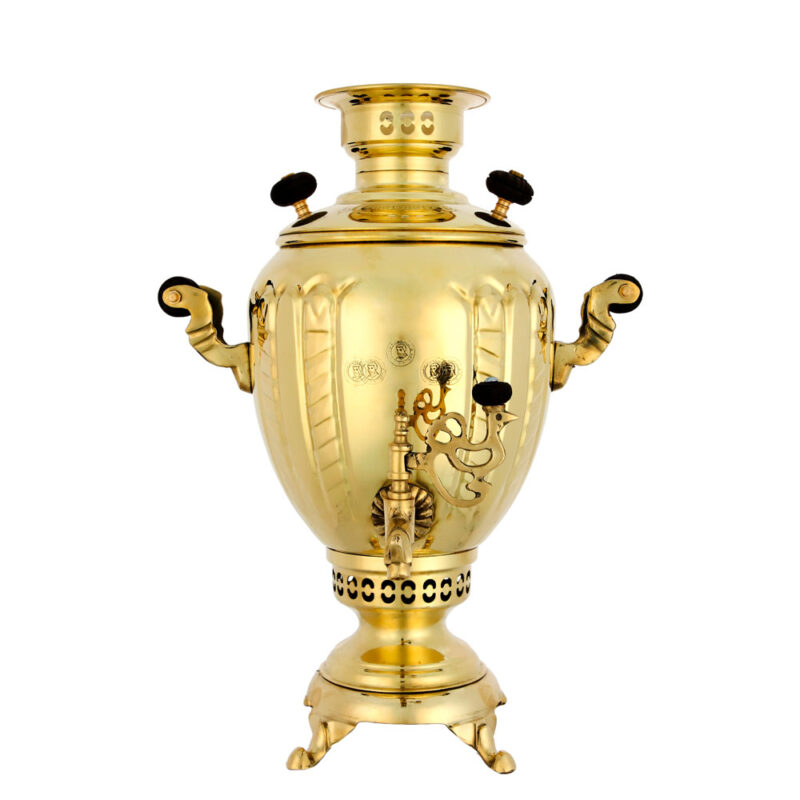 سماور زغالی عبدی مدل تخم مرغی آینه دار خط دار